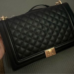 INC Black Quilted Cross Body or Shoulder Chain Bag